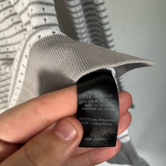 Rag & Bone Grey Striped Thin Open Knit Sweater Size S - Picture 4 of 6